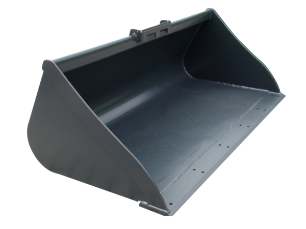 Benna frontale per skid steer loader, ideale per carico, trasporto e movimentazione di materiali in cantieri e aziende agricole.